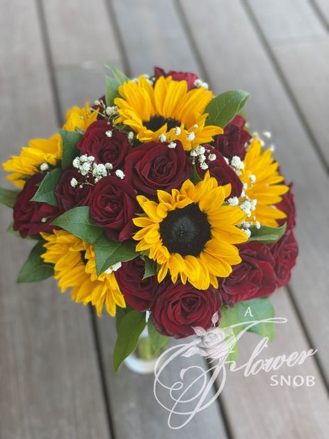 Red Yellow And White Wedding, Red And Yellow Wedding Bouquet, Sunflowers And Black Roses, Red Rose And Sunflower Bouquet, Sunflower And Rose Bouquet Wedding, Red And Yellow Bouquet, Fall Wedding Bouquets Bridesmaids, Maroon And Yellow Wedding, Red And Yellow Wedding Theme