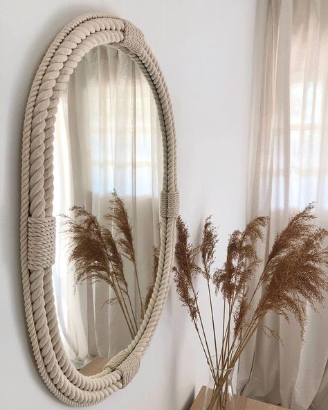 cute #nautical #coastal #nauticaldecor #coastaldecor #rope #ropedecor #ropemirror #natural #mirror #nauticalmirror #coastalmirror #wallmirror #cottonrope #decorinspo #kitchendecor #interiordesigner #livingroomdecoration #ad #interiorandhome #livingroomdesign #homedeco #homeinspiration #decor #homestyle Macrame Canopy, Sailor Decor, Nautical Mirror, Coastal Mirrors, Oval Mirror Bathroom, Boho Mirror, Wall Hanging Mirror, Rope Mirror, Large Curtains