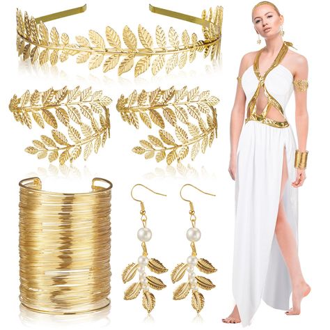 PRICES MAY VARY. Nice Greek Costume Combination: you will receive 7 pieces of Halloween Greek women accessories dress, including 1 piece of toga, 1 piece of headband, 2 pieces of arm cuffs, 1 piece of bracelet and 1 pair of earrings, enough for your daily use, and you can share with others Wearing with Comfort: our toga costume women are mainly made of polyester fabrics, which is breathable, soft and comfortable, not easy to break or deform; And the jewelry is mainly made of quality metal and pe Goddess Costume Halloween, Zeus Costume, Persephone Costume, Greek Goddess Costume Halloween, Athena Costume, Greek God Costume, Goddess Halloween Costume, Goddess Halloween, Toga Costume