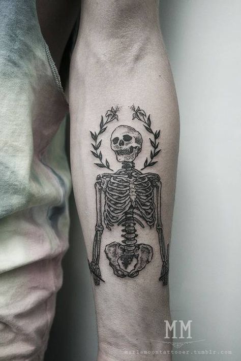 40 skeleton tattoo designs Skeleton Tattoo, Skeleton Tattoos, Tattoo Girls, Pattern Tattoo, Skull Tattoos, Forearm Tattoos, Skin Art, Forearm Tattoo, Piercing Tattoo