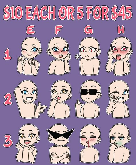 Emote Commissions Set2! (OPEN) by LunaOfWater.deviantart.com on @DeviantArt Emote Commissions, Character Expressions, Expression Sheet, Drawing Face Expressions, Drawing Expressions, Chibi Drawings, Anime Drawings Tutorials, Commissions Open, 영감을 주는 캐릭터