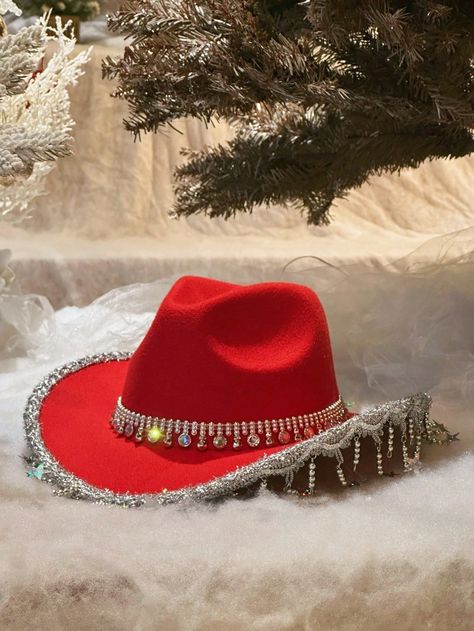 Multicolor Boho,Party Collar     Embellished  Fall/Winter Women Accessories Cowboy Christmas Party, Christmas Cowboy Hat, December Promo, Mexico Party, Band Au, Mom Party, Chapeau Cowboy, Western Cowboy Hats, Boho Party