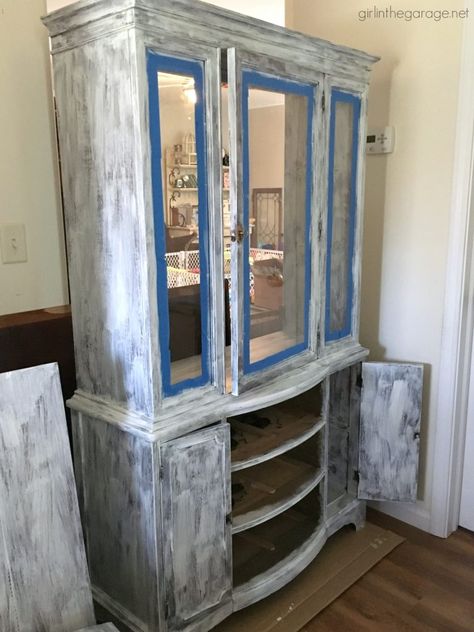 How To Paint A China Cabinet, China Cabinet Redo Farmhouse, Chalk Paint Curio Cabinet, Refurbished China Hutch Ideas, Painting China Cabinet Ideas, Painting China Cabinet, Chalk Paint China Cabinet, Diy China Cabinet Makeover, Chalk Painted China Cabinet