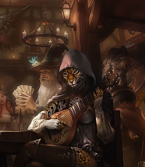 I think i looked over the entire internet to find what i was seeking, but without success. So, this picture was modified (i did my best) from the original, created by an amazing unknown artist. This character is currently the one my grilfriend is playing on our familiy D&D campain... please welcome Suni the tabaxi Bard ! Tabaxi Bard Male, Tabaxi Bard Dnd, Tabaxi Dnd Female, Tabaxi Female Bard, Female Khajiit, Tabaxi Wizard, Khajiit Female, Tabaxi Bard, Tabaxi Female