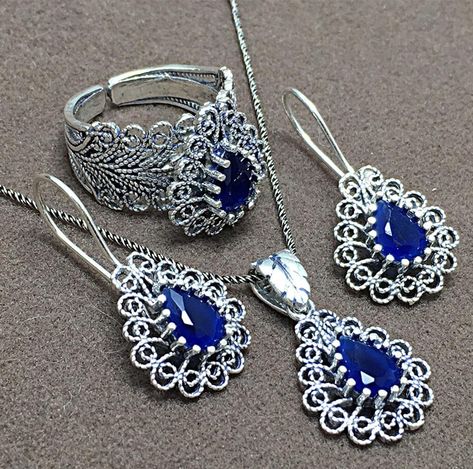 Filigrana Jewelry, Handmade Silver Jewellery, Filigree Jewelry, Fine Silver Jewelry, Silver Jewellery Sets, Ruby Sapphire, Exclusive Jewelry, Sapphire Jewelry, Silver Filigree