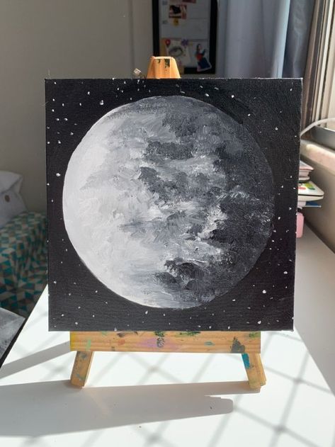 #acrylicpainting #artist #artwork  #artistsoninstagram #artoftheday  #paintings #paintingoftheday  #watercolorpainting #paint #drawing  #landscapepainting #artgallery #watercolor Simple Moon Painting Ideas, Draw Moon Easy, Painting Ideas On Canvas Moon, Simple Moon Painting, Moon Wall Painting, Easy Moon Painting, Moon Painting Ideas, Moon Painting Easy, Moon Canvas Painting