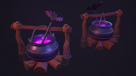 Pirate Props, Witch Cauldron, Witch Cottage, Props Concept, Witch Shop, Witches Cauldron, Isometric Art, Game Props, Substance Painter