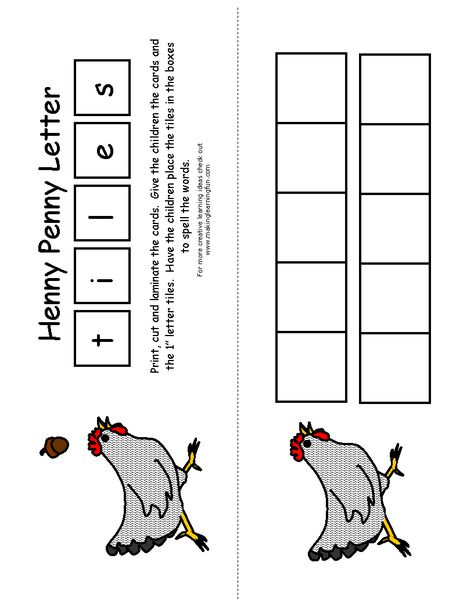 henny penny activities | Letter Tile Cards for Henny Penny Henny Penny Preschool Activities, Tree Study Creative Curriculum, Penny Activities, Worksheet Kindergarten, Reading Printables, Henny Penny, School Art Activities, Sequencing Worksheets, Money Worksheets