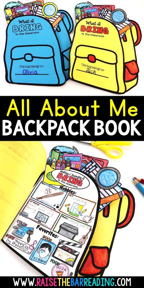 All About Me Backpack, Teaching Third Grade Reading, School All About Me, All About Me Book, Back To School Worksheets, Back To School Activity, Writing Posters, Get To Know You Activities, Teaching Second Grade