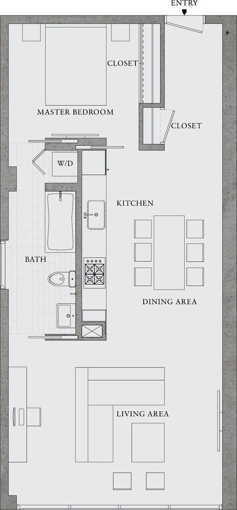 Trendy Apartment, Apartment Floor Plans, Tiny House Floor Plans, Floor Plan Layout, Apartment Layout, Layout Architecture, Apartment Plans, Hus Inspiration, Bedroom Layouts