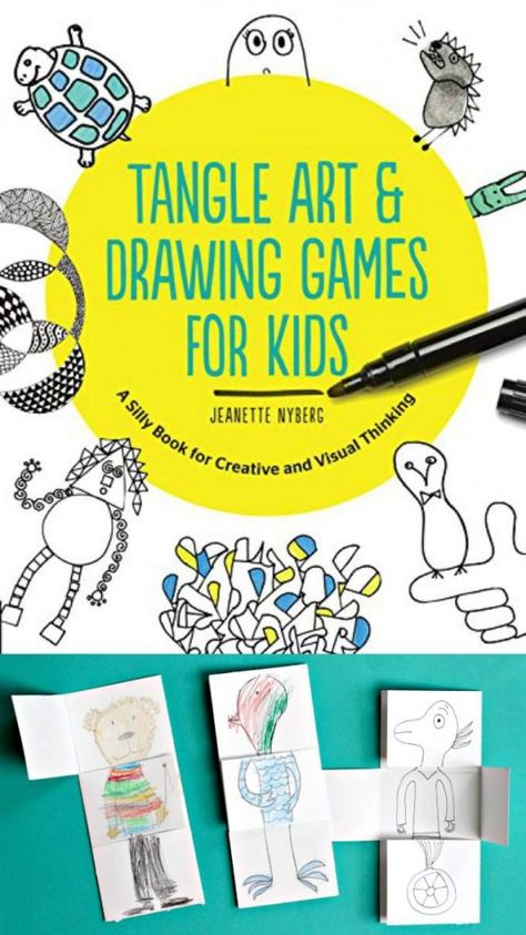 Exquisite corpse drawing game for kids. An art project that will make your kids laugh out loud. Fun Drawing Games, Drawing Games For Kids, Drawing Books For Kids, Art And Drawing, Stick Art, Kids Laughing, Tangle Art, Drawing Games, Drawing Prompt