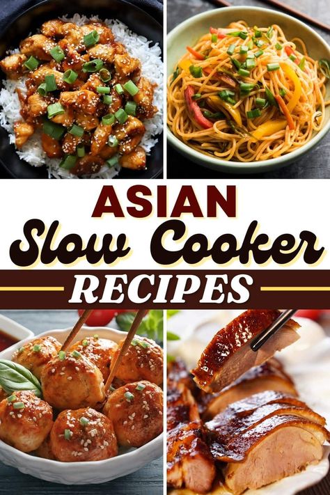 Skip ordering takeout and make these Asian slow cooker recipes instead! From lo mein to teriyaki chicken to beef and broccoli, it's so easy to make your favorite dishes at home. Asian Slow Cooker, Asian Slow Cooker Recipes, Crockpot Asian Recipes, Slow Cooker Asian, Homemade Chinese Food, Chinese Cooking Recipes, Beef And Broccoli, Lo Mein, Slow Cooker Dinner