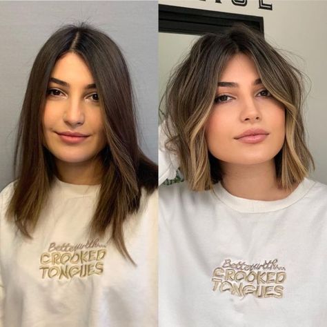 Sunkissed Blonde, Brunette Bob, Before After, Square Face Shape, Square Face, Shoulder Length Hair, Length Hair, Balayage Hair, Shoulder Length