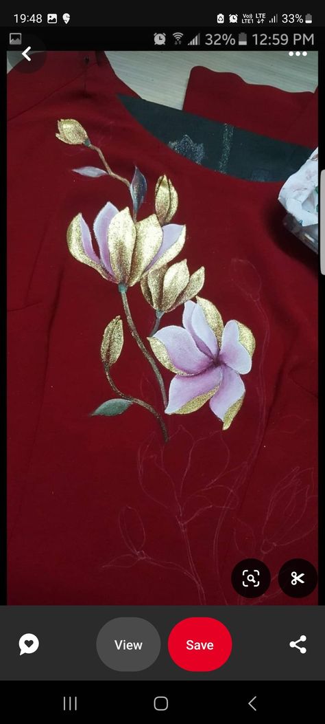 Fabric Colour Painting, Fabric Paint Shirt, Saree Painting Designs, Painting Flowers Tutorial, Fabric Paint Diy, Saree Painting, Fabric Painting Techniques, Floral Stencil, Hand Painted Dress