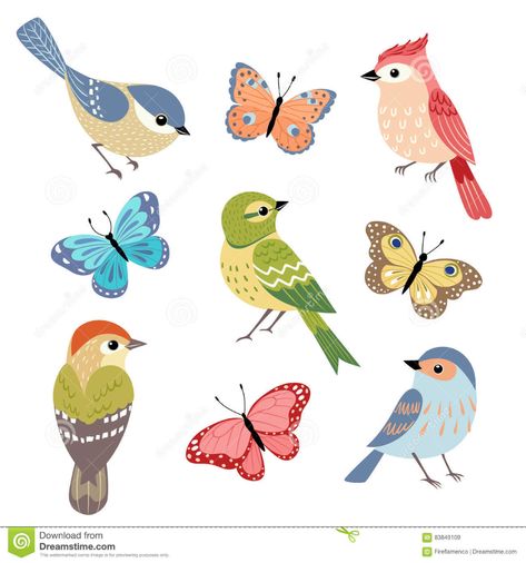 Birds And Butterflies, Clear Vinyl Stickers, Cartoon Birds, Spring Birds, Animal Illustrations, Bird Supplies, Images Vintage, Racoon, Bird Drawings