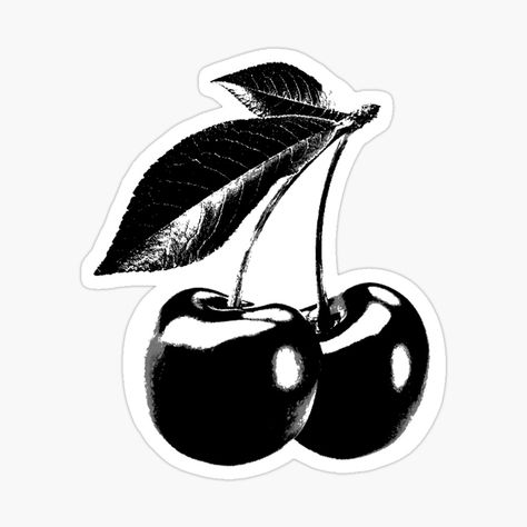 Cherries Black And White, Black Cherries Tattoo, Tee Print Design Graphics, Black And White Tshirt Designs, Black Aesthetic Stickers Printable, Stickers To Print Black And White, Black And White Stickers Printable, Cool Stickers Black And White, Aesthetic Black And White Stickers