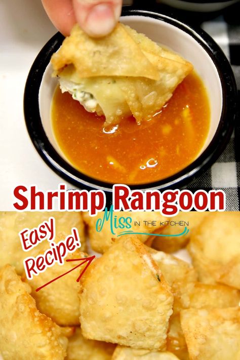 Shrimp Rangoon is a crispy and delicious appetizer or side for any Chinese-inspired dinner at home. A quick filling made with shrimp, cream cheese and garlic fried in wonton wrappers. Rangoon Recipe Cream Cheese, Shrimp Rangoon Recipe, Shrimp Rangoon, Wonton Filling Recipes, Shrimp Cream Cheese, Grilled Garlic Shrimp, Cream Cheese Rangoons, Rangoon Recipe, Shrimp Wonton