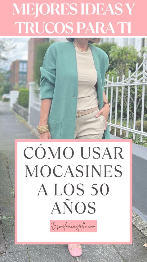 "Descubre el estilo atemporal de los mocasines para mujeres de 50 años y más. 💁‍♀️💕 En nuestro último artículo, te guiaremos a través de consejos de moda y trucos sobre CÓMO USAR MOCASINES con elegancia y comodidad. 👡✨ Desde combinaciones de colores hasta estilos versátiles, aprende lo que DEBES y NO DEBES hacer para realzar tu look maduro con estos clásicos atemporales. 🌟 1940s Fashion, 1950s Fashion, Curvy Fashion, No Se, Loafers Men, Moccasins, Loafers, Pants, Color