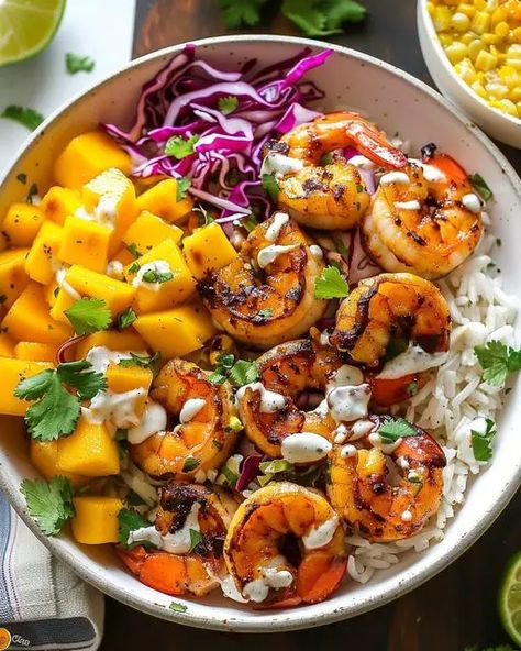 Hawaiian Shrimp Taco Bowls Shrimp Taco Rice Bowl, Hawaiian Shrimp Taco Bowl, Hawaiian Shrimp Bowl, Shrimp Bowls Recipe, Asian Shrimp Bowl, Shrimp Bowl Healthy, Baja Shrimp Bowl, Shrimp Pineapple Bowl, Hawaiian Bowls