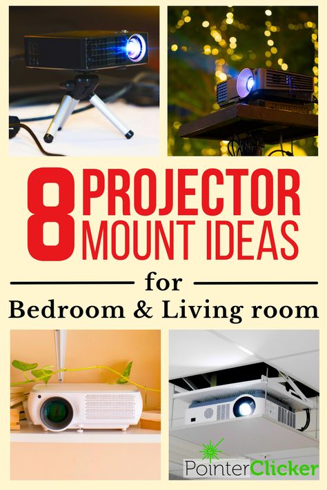 Transform your bedroom and living room into a cinematic paradise with these 8 incredible projector mount ideas. From creative ceiling mounts to sleek wall mounts, we've got you covered. Enhance your home theater experience and save space with these innovative solutions. Whether you're looking for projector mount ideas for the bedroom, living room, or ceilings, we've got the perfect options for you. Say goodbye to bulky stands and discover the convenience of mounting your projector on the wall. Living Room Designs With Projector, Hanging Projector From Ceiling, Diy Projector Ceiling Mount, Ceiling Projector Mount, Living Room Projector Setup, Living Room Projector Wall, Projector Mount Ideas, Projector Setup Ideas, Projector In Living Room