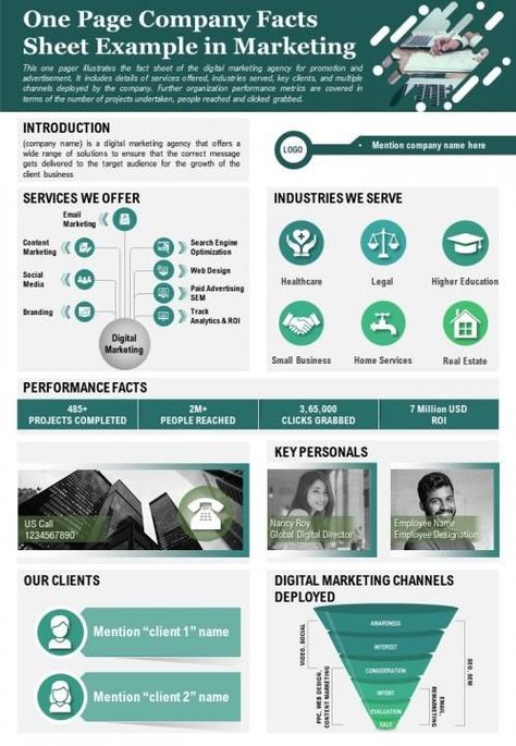 One page company facts sheet example in marketing presentation report ppt pdf document Marketing Presentation, Staffing Agency, Sheet Template, Blog Titles, Powerpoint Word, Free Market, Accounting And Finance, Fact Sheet, Best Templates