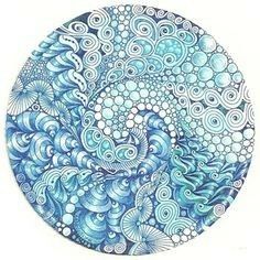 Water mandala... would make a beautiful tattoo Zentangle Kunst, Tangle Doodle, Zentangle Designs, Doodle Inspiration, Tangle Art, Tangle Patterns, Zentangle Drawings, Doodles Zentangles, Zen Art