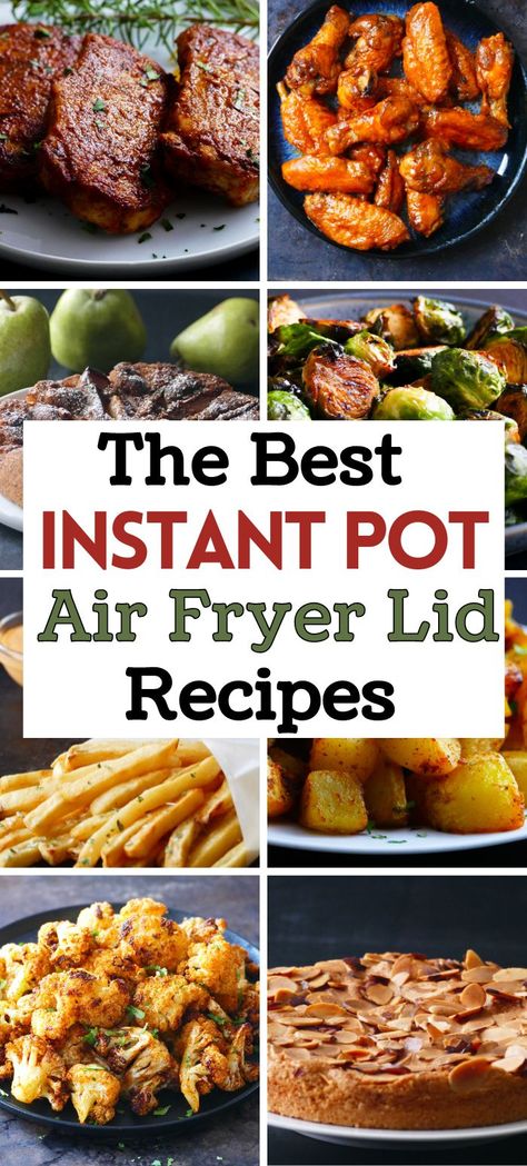 Collage of Instant Pot air fryer recipes with text "instant pot air fryer recipes". Instant Pot Air Fryer Recipes, Instant Pot Duo Crisp, Air Fryer Cake Recipes, Instant Pot Air Fryer, Plane Food, Pot Recipes Healthy, Best Instant Pot Recipe, Healthy Instant Pot Recipes, Air Fryer Dinner Recipes