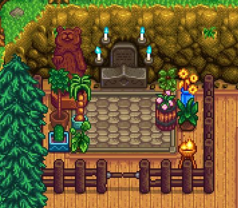 Stardew Valley Grandpas Shrine, Stardew Valley Grandpa Shrine Ideas, Stardew Valley Shrine Decoration, Grandpa Shrine Stardew, Stardew Grandpa Shrine, Grandpas Shrine Stardew, Stardew Valley Grandpa Shrine, Stardew Valley Mushroom Cave, Stardew Farms