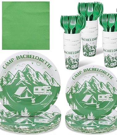 Camping Themed Party Decorations, Bachelorette Party Lake, Glamping Bachelorette Party, Camp Bachelorette Party, Travel Party Theme, Camping Theme Party, Bachelorette Party Supplies, Diy Bachelorette Party, Bachelorette Party Planning