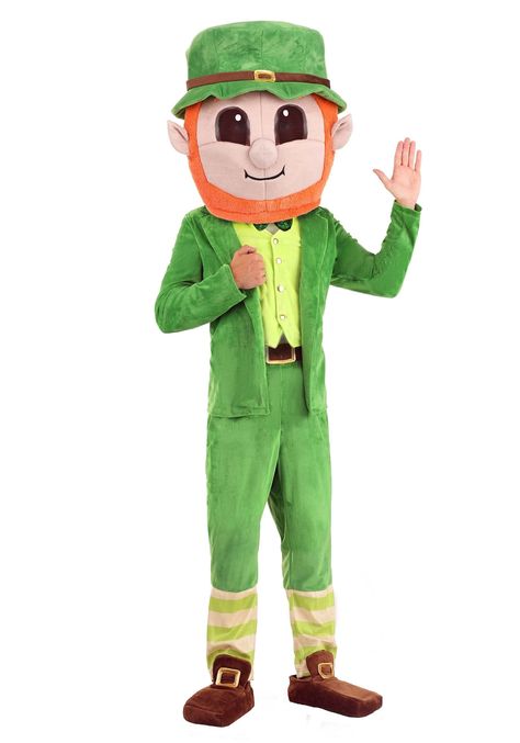 PRICES MAY VARY. Size: Standard 100% polyester Minky fabric jumpsuit has zipper down center back Vest has faux buttons down the center front Satin bow sewn on the front Bring the luck of the Irish to your next St. Patricks Day party with this Adult Mascot Leprechaun Costume! This delightful costume features a plush minky fabric jumpsuit designed to look like a green suit. The oversized headpiece features mesh eyes for vision and a leprechaun face and hat. The outfit also includes fabric shoe cov Irish Outfit, Leprechaun Costume, St Patricks Day Party, Dinosaur Costume, Designer Jumpsuits, Costume Store, Irish Heritage, Green Suit, Green Colour Palette