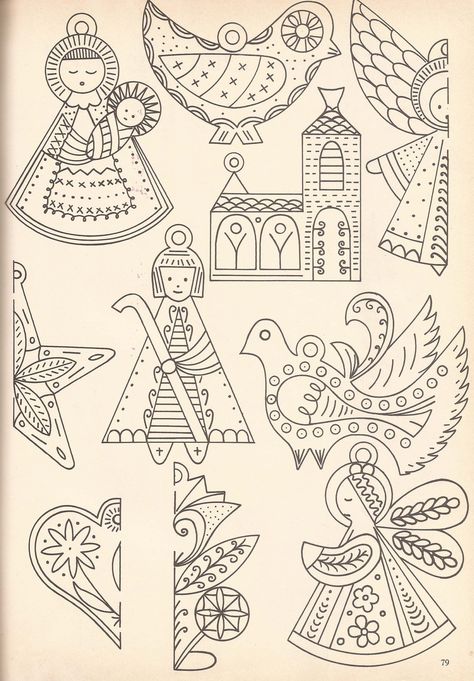 Christmas ornaments to embroider on felt or muslin. | Design: Margreet Akkerman | From: McCalls's Christmas Make-It Ideas magazine, vol. VI, 1963 - Source: Carla-at-Home | #embroidery #patterns #Christmas Diy Jul, Felt Embroidery, Pola Sulam, Embroidery Patterns Vintage, God Jul, Felt Christmas Ornaments, Christmas Makes, Noel Christmas, Christmas Embroidery