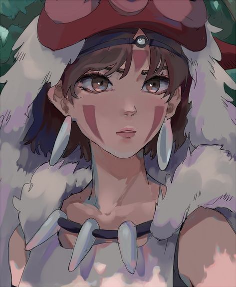 Mononoke Fanart, Studio Ghibli Fanart, Personajes Studio Ghibli, Howl And Sophie, Studio Ghibli Characters, Princess Drawings, Studio Ghibli Movies, Studio Ghibli Art, Princess Mononoke