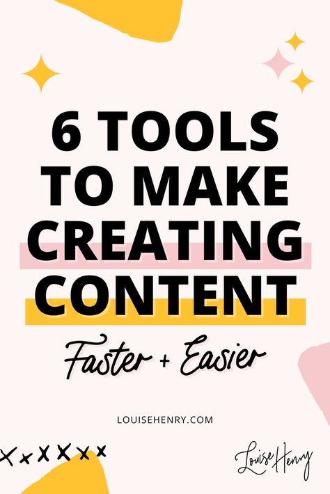 6 Tools that Make Content Creation Faster & Easier — Louise Henry — Tech Expert & Online Business Strategist Best Content Creation Tools, Tools For Content Creation, Girl Boss Inspiration, Content Marketing Tools, Content Creation Tools, Seo For Beginners, Social Media Marketing Content, Creating Content, Marketing Content