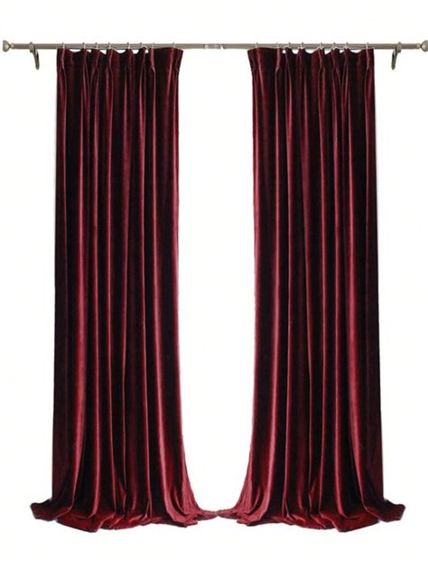 2 PCS Solid Color Velvet Blackout Curtain For Bedroom Living Room Pinch Pleated Top Burgundy    Polyester     Home Decor, size features are:Bust: ,Length: ,Sleeve Length: Burgundy Bedroom Decor, Maroon Curtains, Curtain For Bedroom, Self Adhesive Wall Tiles, Swag Curtains, Dark Curtains, Dark Walls, Red Curtains, Pleated Top