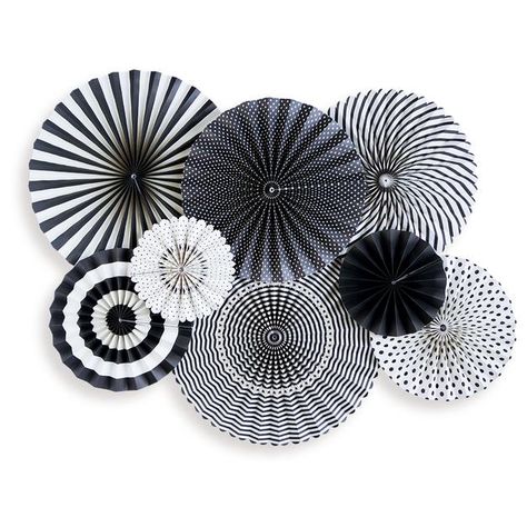 Rosettes Paper, Paper Rosette Backdrop, Black And White Party Decorations, Pinwheels Party, White Party Decorations, Black White Parties, Party Fans, Party Photo Backdrop, White Bridal Shower