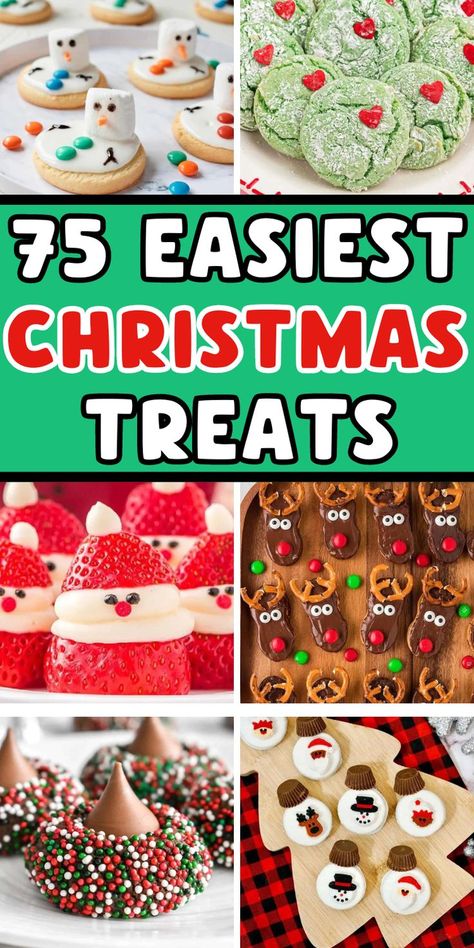 easy christmas sweets gift ideas Xmas Treats For Kids, Xmas Treats Ideas, Christmas Baking Ideas Treats, Quick And Easy Christmas Treats, Easy Christmas Sweets, Simple Holiday Treats, Easy Christmas Cookies For Kids, Cute Christmas Food, Christmas Sweets Easy