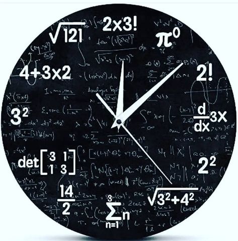 Mechanical Jobs on Instagram: “Awesome watch Are you interested in mechanical engineering? Then you've come to the right place! @mechanicaljobs @mechanicaljobs…” Math Clock, Teaching Clock, Math Wall, Mathematical Equations, Black Wall Clock, Math Formulas, Winter Home Decor, Desk Clock, Round Wall Clocks