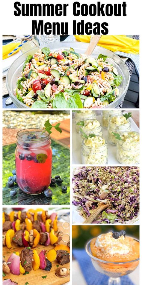 Family Cookout Ideas, Outdoor Dinner Party Menu, Bridal Luncheon Menu, Bbq Party Menu, Summer Party Menu, Summer Bbq Menu, Bbq Dinner Party, Summer Dinner Party Menu, Dinner Party Menu Ideas