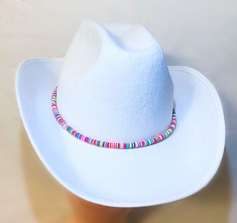 Rainbow Beaded Cowboy Hat | Etsy Beaded Cowboy Hat, Salt Life Hats, Beaded Hats, Black Beret, Floppy Beach Hat, Knit Beret, Floppy Sun Hats, Beaded Hat, Striped Beanies