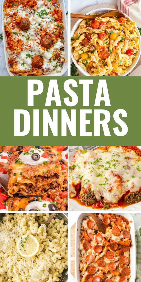 Pasta dinner recipes photo collage. Pasta Dinner For A Crowd, Family Pasta Dinner Ideas, Easy Dinner Recipes Italian, Fun Pasta Recipes, Pasta Dishes Recipes, Comfort Food Dinners, Pasta Recipes For Dinner, Comfort Pasta Dishes, Couscous Dishes