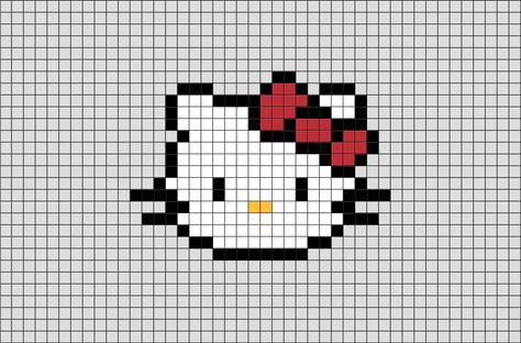 Hello Kitty Pixel Art from BrikBook.com #HelloKitty #Sanrio #fictionalcharacter #pixel #pixelart #8bit Shop more designs at http://www.brikbook.com Pixel Art Pattern Easy Hello Kitty, Pixlr Art Hello Kitty, Cute Hello Kitty Pixel Art, Cross Stitch Patterns Hello Kitty, Hello Kitty Pixel Pattern, Hello Kitty Perler Pattern, Hello Kitty Grid Art, Easy Pixel Art Sanrio, Hello Kitty Knitting Pattern