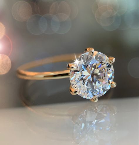 Gold Prong Engagement Ring, Gold 6 Prong Solitaire Engagement Ring, Engagement Rings Prong, Round 6 Prong Engagement Ring Gold, Brilliant Diamond Engagement Ring, Round Brilliant Cut Diamond Ring, Round Gold Diamond Ring, 6 Prong Round Engagement Ring Gold, Gold Ring Round Diamond