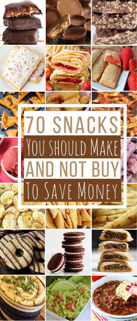 Stop buying expensive snacks at the grocery store. You can make your own snacks for a lot less than what it costs to buy them. You can easily make Doritos, Cheez-Its, Reese’s Peanut Butter Cups, Oreos, Pop-Tarts and much more. Plus, the homemade versions of these snacks will taste better than the store bought ones because they are made with real ingredients and are preservative-free. Chips … … Continue reading → Make Instead Of Buying, Homemade Snacks Recipes, Store Bought Snack, Homemade Pantry, Diy Snacks, Snacks To Make, Snacks Für Party, Frugal Meals, Homemade Snacks