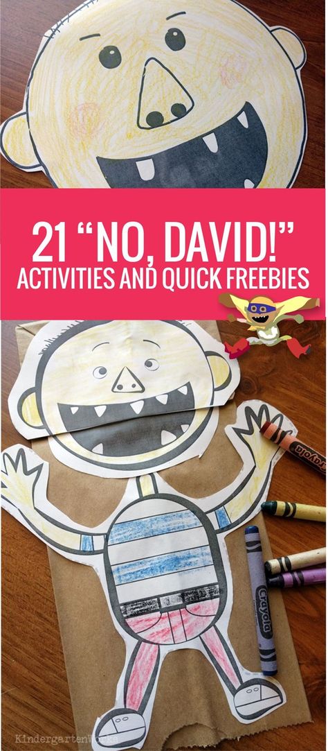 21 No David Activities and Quick Freebies - this list is perfect for back to school No David Activities, No David, David Shannon, Back To School Crafts, Library Lessons, Art Therapy Activities, Classic Book, Beginning Of The School Year, 1st Day Of School