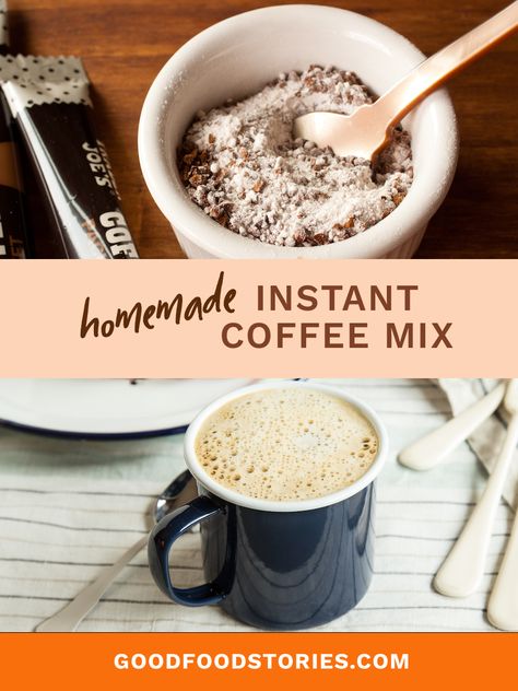 Homemade instant coffee mix can be made in minutes and keeps in the pantry almost indefinitely. Make a batch and never run out of coffee or milk! #instantcoffee #homemade #coffeemix #milkpowder Diy Instant Coffee, Flavored Coffee Recipes, Espresso Drink Recipes, Instant Coffee Recipes, Coffee Ice Cream Recipe, Cinnamon Streusel Coffee Cake, Recipes Using Cake Mix, Tea Latte Recipe, Coffee Creamer Recipe