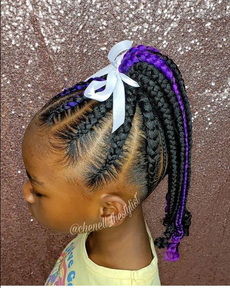 Kiddie Braided Ponytail, Girls Braided Ponytail Hairstyles Black, Little Black Girls Braided Hairstyles For Kids Ponytail, Feed In Ponytail Kids, Hairstyles For Little Black Girls Easy Braided, Little Kids Braided Hairstyles Black, Kids Braided Ponytail With Curls, Braided Into Ponytail Hairstyles, Kids Feed In Ponytail