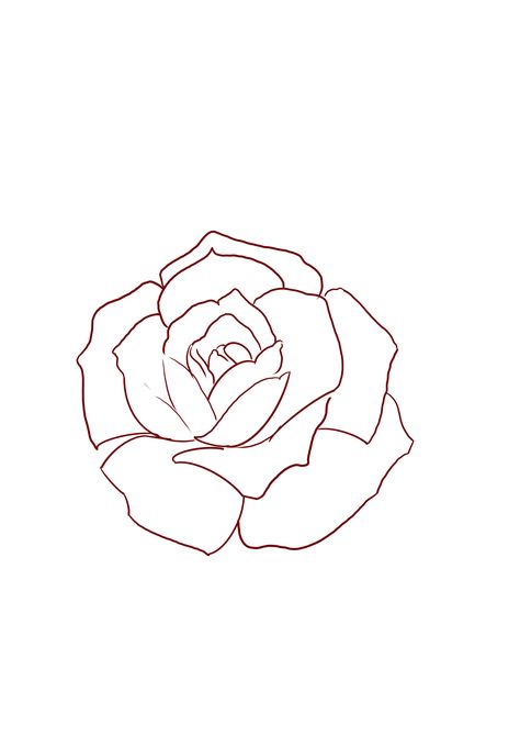 White Rose Drawing Simple, Simple Rose Drawing Outline, Easy Rose Tattoo, Roses Drawing Simple, Simple Flower Drawing Easy, Simple Rose Outline, Rose Flower Outline, Doodle Minimalist, Flower Outline Drawing