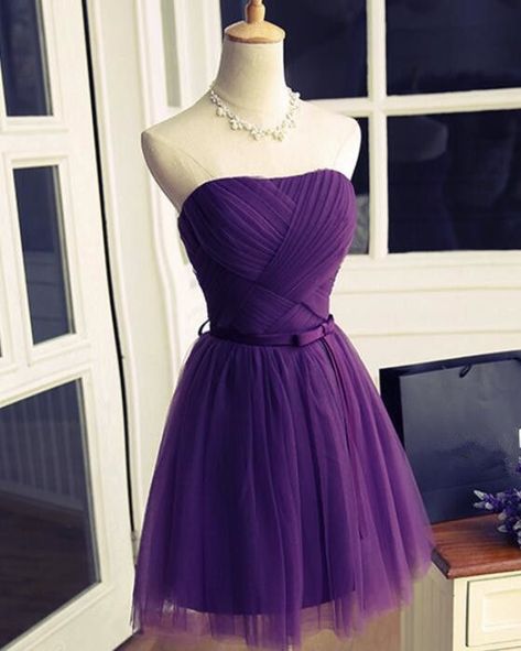 Vestido Color Lila, Purple Homecoming Dress, Cute Formal Dresses, Short Formal Dress, Purple Prom, Tulle Homecoming Dress, Simple Prom Dress, Prom Dresses 2019, Tulle Sleeves