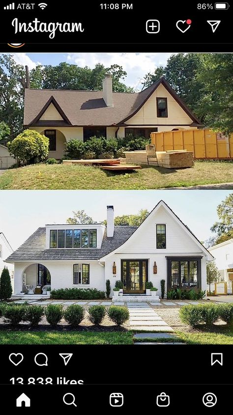 Exterior House Renovation, Painted Brick House, House Makeovers, Exterior House Remodel, Ranch Remodel, Home Exterior Makeover, Exterior Makeover, Design Remodel, Exterior Remodel