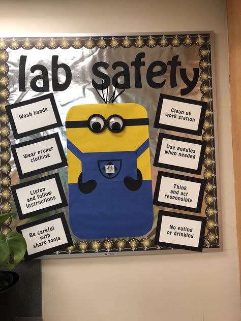 Bio Lab Decoration Ideas, Laboratory Bulletin Board Ideas, Computer Lab Chart Ideas, Science Lab Bulletin Board Ideas, Stem Lab Bulletin Board Ideas, Chemistry Bulletin Board Ideas, Biology Lab Decoration Ideas, Lab Safety Poster Ideas, Lab Week Decorations